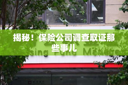 成都揭秘！保险公司调查取证那些事儿