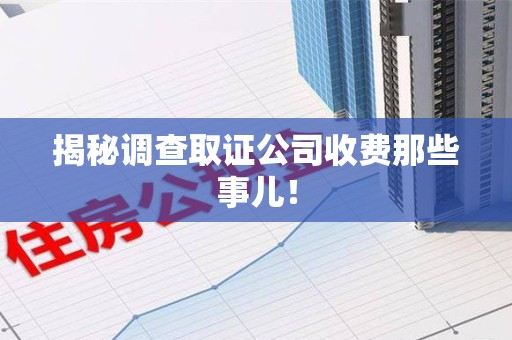 成都揭秘调查取证公司收费那些事儿！