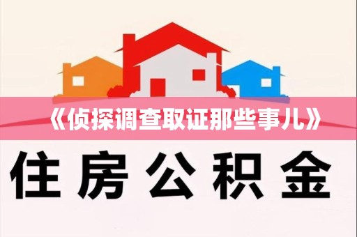 成都《侦探调查取证那些事儿》