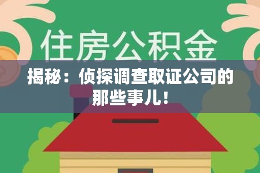 成都揭秘：侦探调查取证公司的那些事儿！