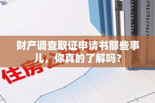成都财产调查取证申请书那些事儿，你真的了解吗？