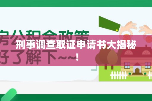 成都刑事调查取证申请书大揭秘！