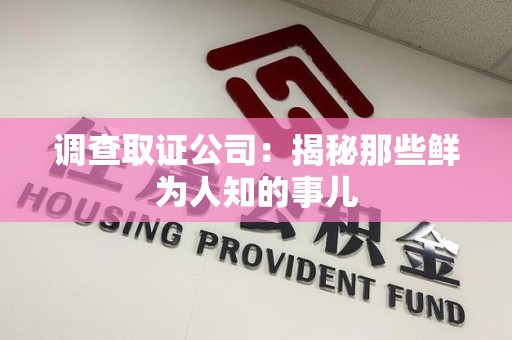 成都调查取证公司：揭秘那些鲜为人知的事儿