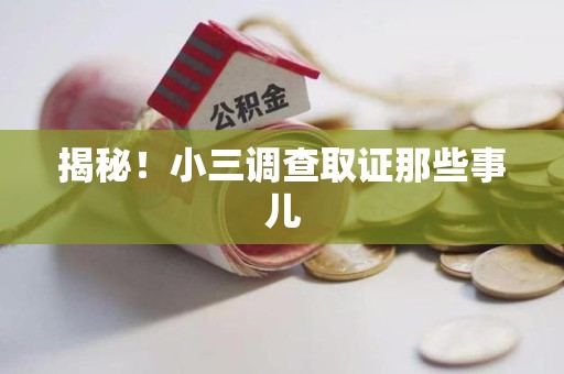成都揭秘！小三调查取证那些事儿