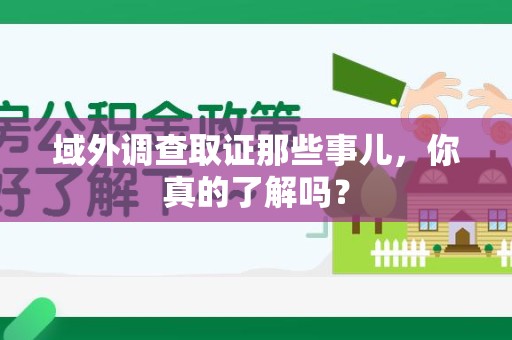 成都域外调查取证那些事儿，你真的了解吗？