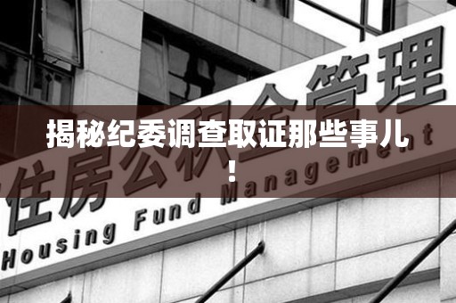 成都揭秘纪委调查取证那些事儿！