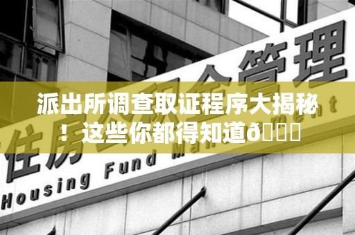 成都派出所调查取证程序大揭秘！这些你都得知道😉