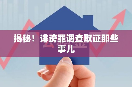 成都揭秘！诽谤罪调查取证那些事儿